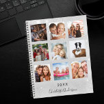 Agenda Monograma de fotografía de la familia purpurina de<br><div class="desc">Haz tu propio collage de fotos de familia como regalo para tu madre, esposa o para ti mismo. ¡Usa cuatro, nueve de tus fotos favoritas de tu familia, amigos, destino de viaje de ensueño o mascota! Personalice y agregue un nombre y un año. El nombre está escrito con una escritura...</div>