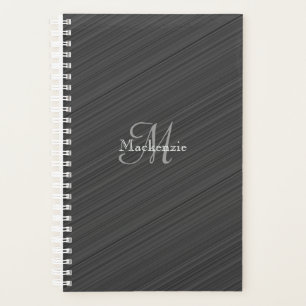 Agenda Monograma de franjas diagonales en blanco negro y