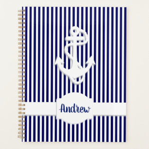 Agenda Monograma de franjas y anclas o Personalizado de n