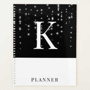 Agenda Monograma de Glam Moderno con espárragos blancos y