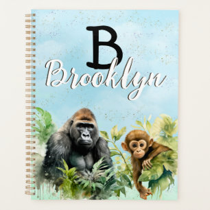 Agenda Monograma de gorila personalizada Chimpancee Jungl