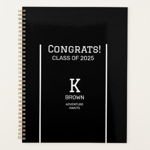 Agenda Monograma de graduación en blanco y negro
