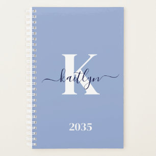 Agenda Monograma de guión azul moderno