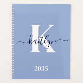Agenda Monograma de guión azul moderno