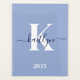 Agenda Monograma de guión azul moderno