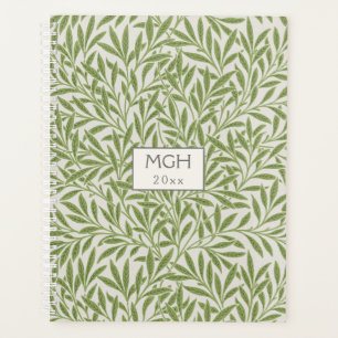 Agenda Monograma de hojas salvajes verdes vintage
