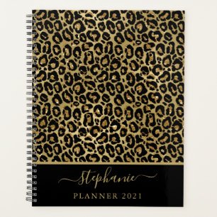 Agenda Monograma de impresión de animales Leopardo, Purpu