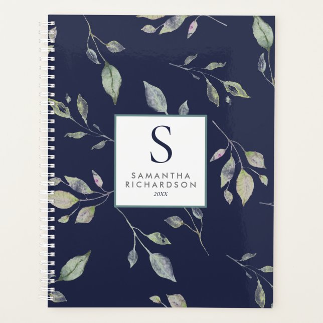 Agenda Monograma de la acuarela de las hojas botánicas ma (Anverso)