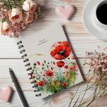 Agenda Monograma de la amapola roja<br><div class="desc">Nuestra colección de amapola floral presenta flores acuáticas de amapola de dos colores,  azul peritoso y rojo profundo,  emparejadas con un elegante tipo de letra serif. Consulte otros productos de esta colección en nuestra tienda y contáctenos si tiene alguna solicitud especial.</div>