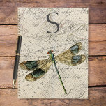 Agenda Monograma de la libélula de cosecha de vintage rus<br><div class="desc">Este diseño presenta una página de un diario de estilo antiguo con una hermosa libélula. Personalízalo con tu apellido inicial. Creado por Simply Farmhouse Press.</div>