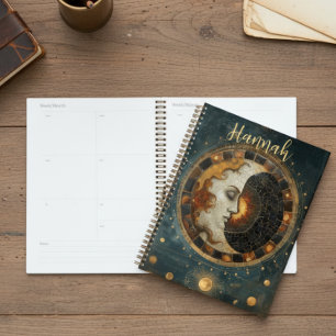 Agenda Monograma de la luna de la luna celeste de zodiaco