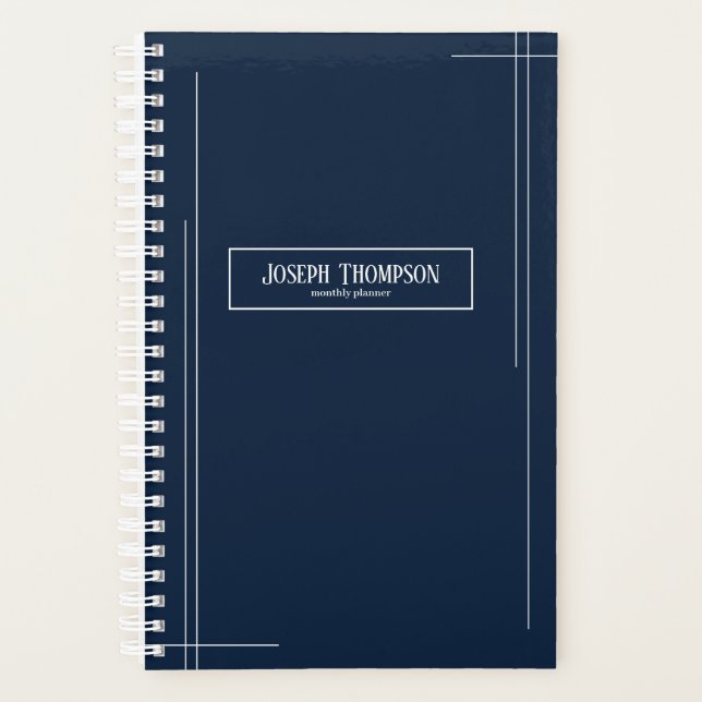 Agenda Monograma de la Marina y el Blanco Modernos Mensua (Anverso)