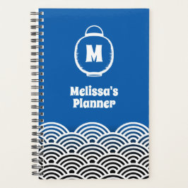 Agenda Monograma de linterna y patrón de onda japonés