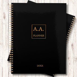 Agenda Monograma de logotipo de negocios en negro y oro