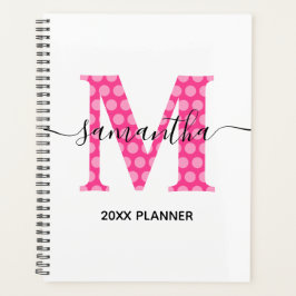 Agenda Monograma de lunares rosa femenino