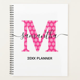 Agenda Monograma de lunares rosa femenino