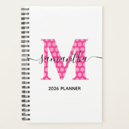Agenda Monograma de lunares rosa femenino