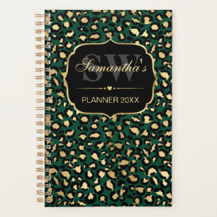 Agenda Monograma de manchas de leopardo de papel de alumi