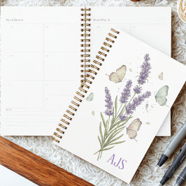Agenda Monograma de Mariposa Lavanda de Graduación de Mae