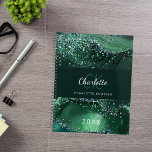 Agenda Monograma de mármol de ágata verde 2025<br><div class="desc">Un ágate verde oscuro,  fondo de mármol. Personalice y añada sus iniciales de monograma,  nombre y año.</div>