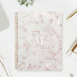 Agenda Monograma de mármol de oro Rosa<br><div class="desc">Ordenador portátil diseñado por personalizados que presenta un diseño moderno y elegante de oro rosa y mármol rosa con monograma personalizado.</div>