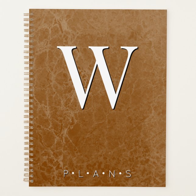 Agenda Monograma de mármol moderno Naranja quemado de óxi (Anverso)