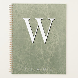 Agenda Monograma de mármol moderno verde sage
