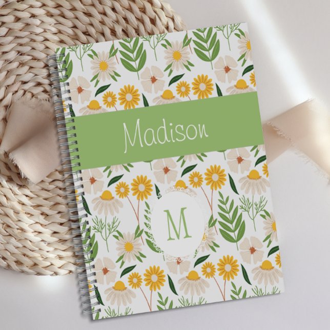 Agenda Monograma de moda de floral verde amarillo (Subido por el creador)