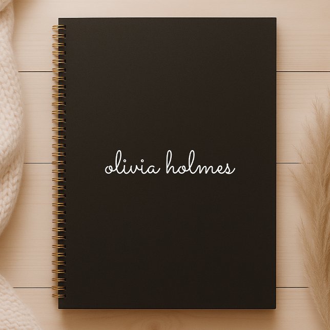 Agenda Monograma de moda | Nombre de guión negro moderno (Subido por el creador)