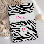 Agenda Monograma de moda para animales de cebra blanca ro<br><div class="desc">Un divertido animal rosado de cebra blanca y negra decora esta cubierta del planificador y se puede personalizar con tu nombre inicial. Coincidiendo. Ver nuestra línea completa de productos en nuestra tienda Zazzle.</div>