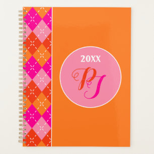 Agenda Monograma de Naranja rosado yuppie preppy deportiv