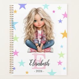 Agenda Monograma de niña con inicial y nombre