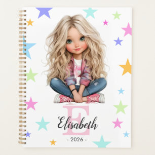 Agenda Monograma de niña con inicial y nombre