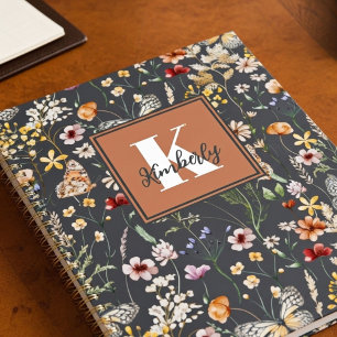 Agenda Monograma de nombre floral boho moderno