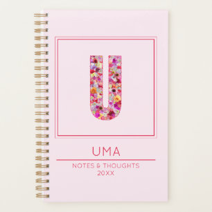 Agenda Monograma de nombre floral rosa letra U