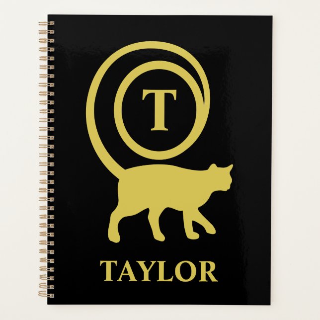 Agenda Monograma de nombre inicial para amante de gatos K (Anverso)