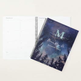 Agenda Monograma de nombre personalizado de MIdnight Sky 