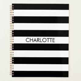 Agenda Monograma de nombres personalizados con rayas blan
