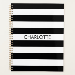 Agenda Monograma de nombres personalizados con rayas blan