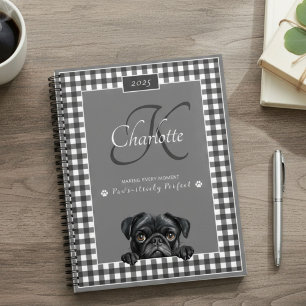 Agenda Monograma de nombres personalizados de Gingham bla
