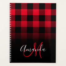 Monograma de Ombre rojo y negro trenzado de búfalo