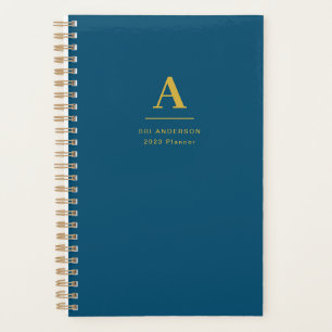 Agenda Monograma de oro moderno Indigo Blue Pro Business