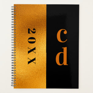 Agenda Monograma de oro negro minimalista moderno