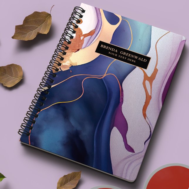 Agenda Monograma de oro púrpura de mármol líquido Glam (Subido por el creador)