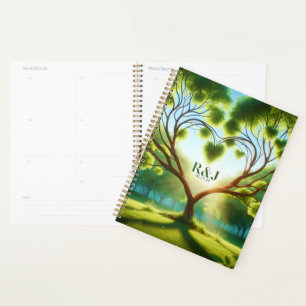 Agenda Monograma de pareja de árbol romántico
