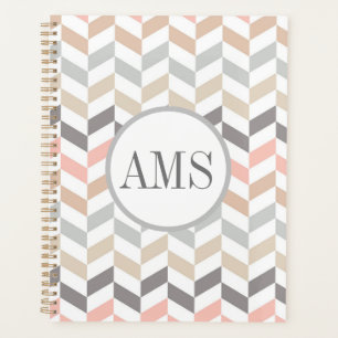 Agenda Monograma de Pastel Herringbone