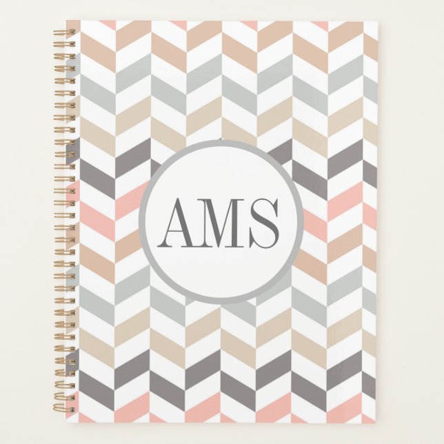 Agenda Monograma de Pastel Herringbone (Anverso)