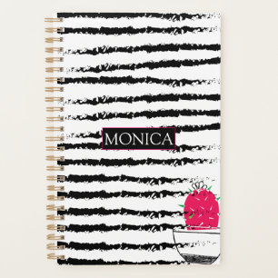 Agenda Monograma de patrón blanco negro de Cactus