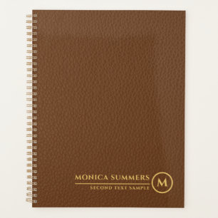 Agenda Monograma de Personalizado de texto de cuero marró