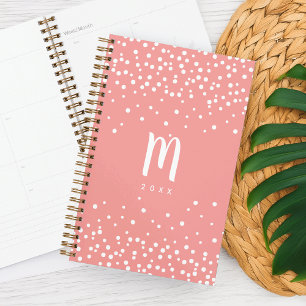 Agenda Monograma de puntos de confetti Coral